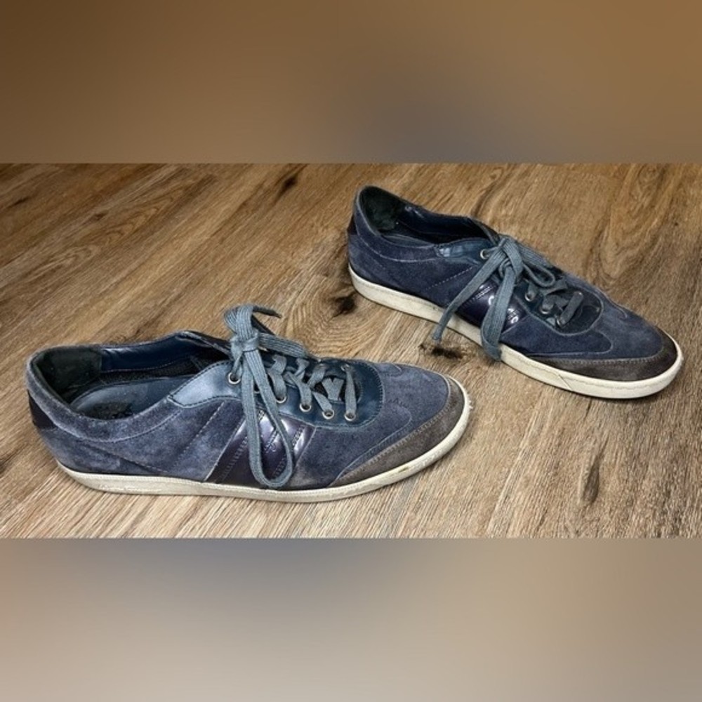 Salvatore Ferragamo Men’s Sneakers Navy Blue Suede Shoes Size 11